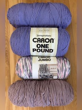 Caron Yarn Lot 4 One Pound Jumbo Purple Easter Basket Discontinued
